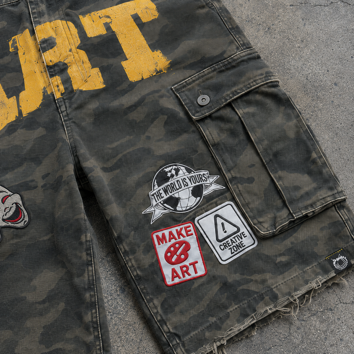 ART GREEN CARGO DENIM SHORTS — STREET