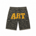 ART GREEN CARGO DENIM SHORTS — SIMPLE