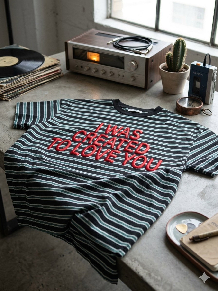 I WAS CREATED TO LOVE YOU striped tee