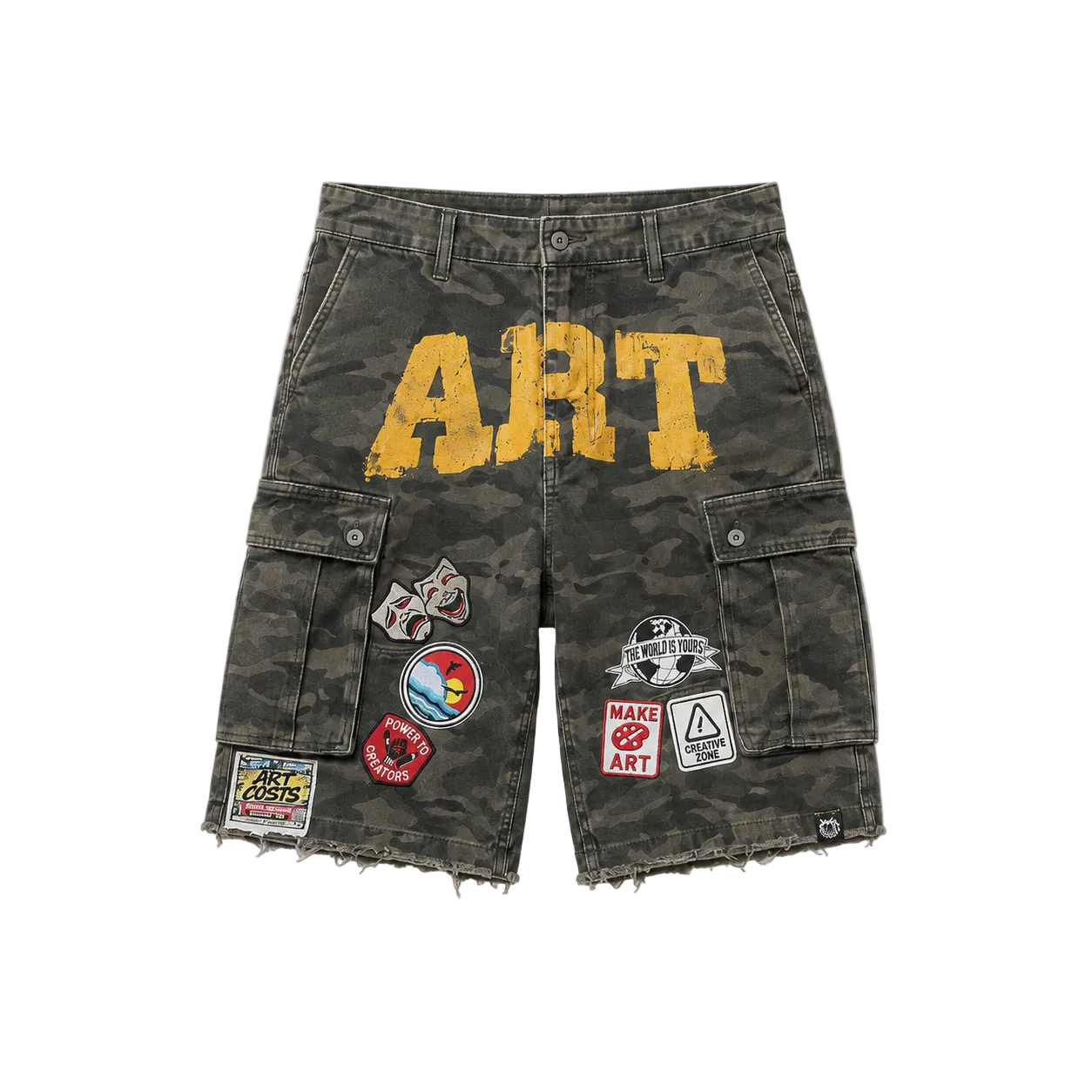 ART GREEN CARGO DENIM SHORTS — STREET