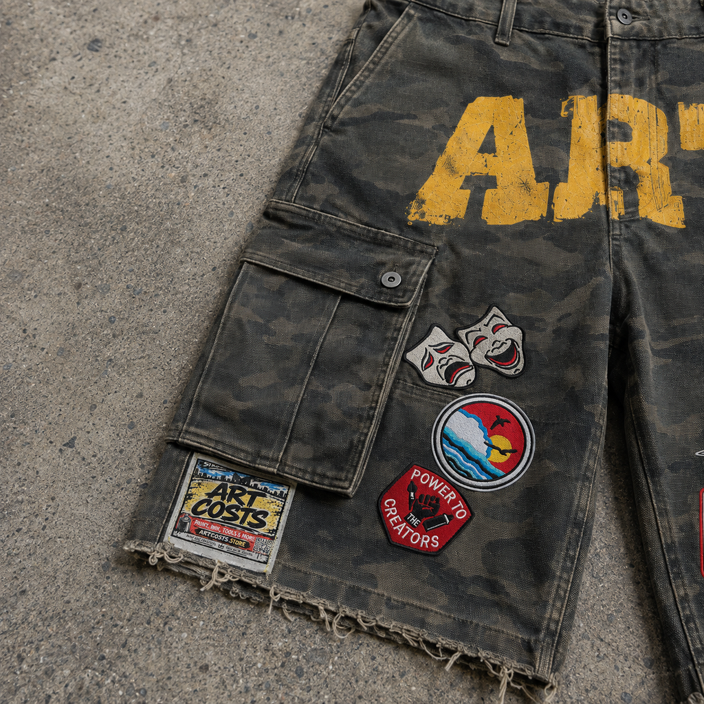 ART GREEN CARGO DENIM SHORTS — STREET