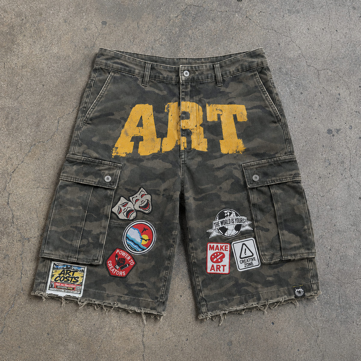 ART GREEN CARGO DENIM SHORTS — STREET